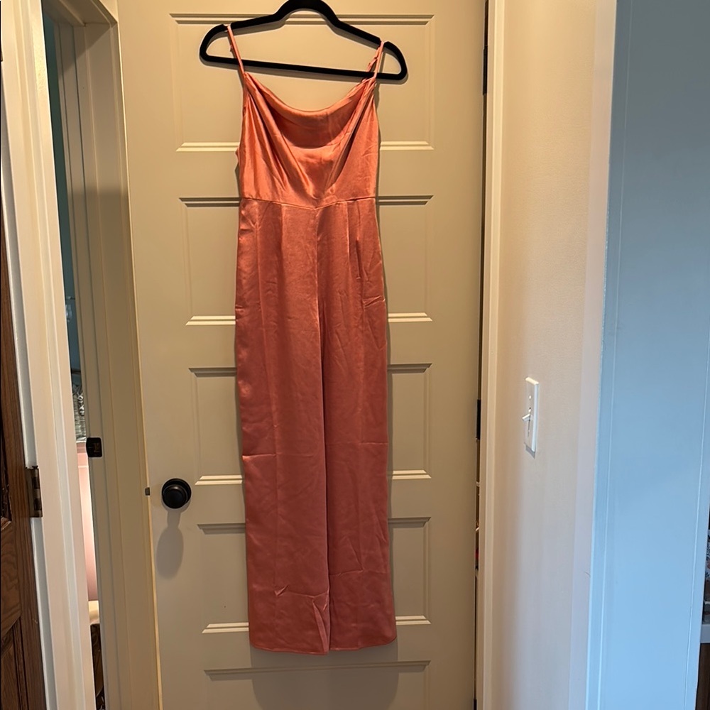 Lush Elegant Coral Spaghetti Strap Jumpsuit